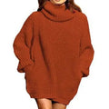 Jade® | Oversized long sleeve knitted turtleneck sweater with pockets