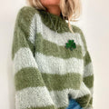Women's St. Patrick's Day Colorful Clover Turtleneck Sweater artswardrobe