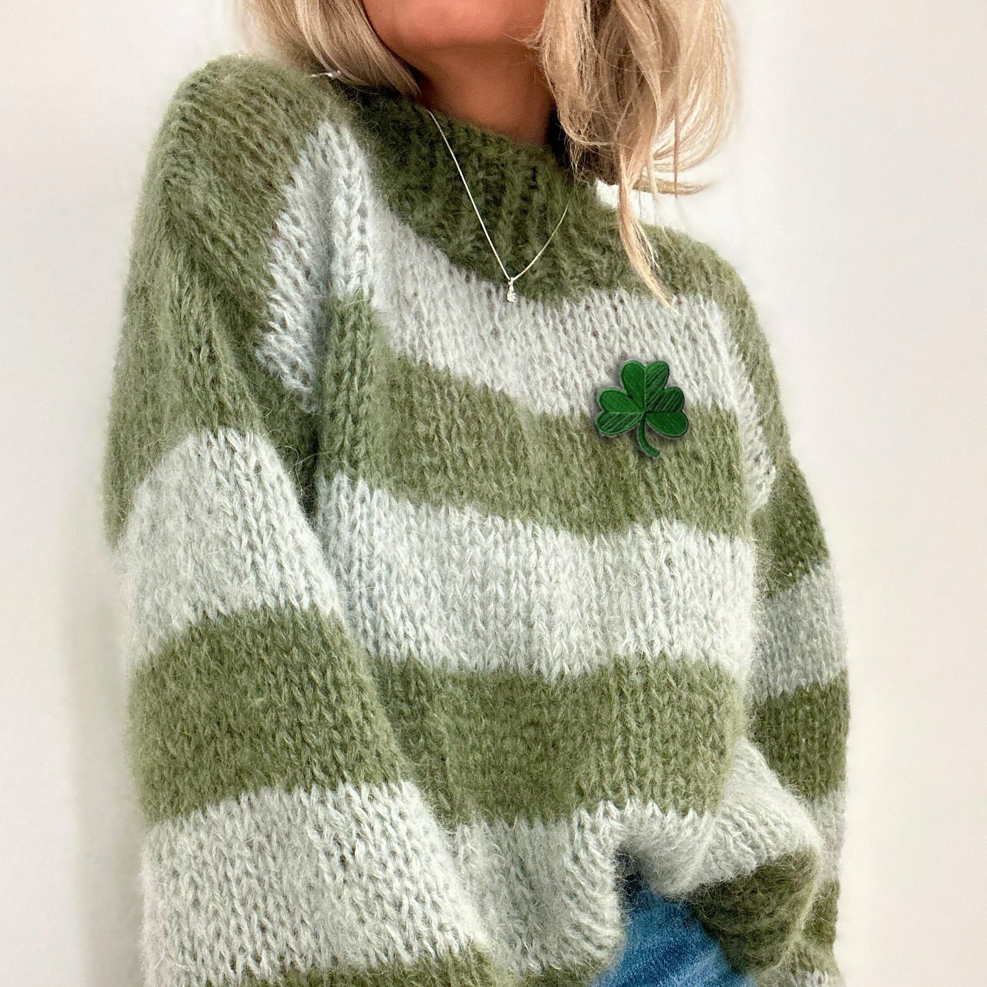 Women's St. Patrick's Day Colorful Clover Turtleneck Sweater elevenforest