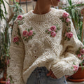 Women's Vintage Floral Casual Thick Sweater artswardrobe