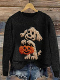 Comstylish Women's Casual Pumpkin Puppy Sweater