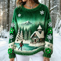 Comstylish Abstract Creative Skiing Art Warm Hooded Sweater