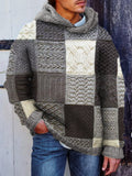 Men's Vintage Afghan Patchwork Cozy Chunky Hooded Sweater artswardrobe
