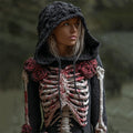 Comstylish Halloween Bloody Roses Skeleton Crochet Cozy Knit Hooded Sweater