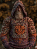 Men's Vintage Halloween Viking Embroidered Sweater elevenforest