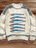 Sardines Embroidered Cozy Soft Knit Sweater artswardrobe