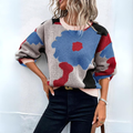 Cintia® | Color block abstract winter sweater