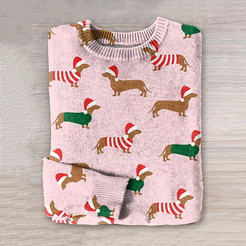 Comstylish Women's Merry Christmas Dachshund Dog Art Cozy Sweater