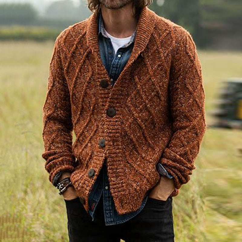 Vintage Geometry Jacquard Button Down Sweater artswardrobe