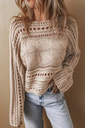 Sonia® | Gray hollow out cropped cable knit sweater