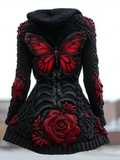 Comstylish Halloween Blood Butterfly Women's Knit Sweater Dress