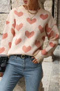 Marion® | Knitted sweater with a round neckline and a heart pattern