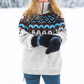 Women'S Fair Isle Geometric Jacquard Knit Half-Zip Sweater artswardrobe
