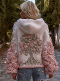 Bohemian Gradient Floral Thick Hooded Sweater artswardrobe