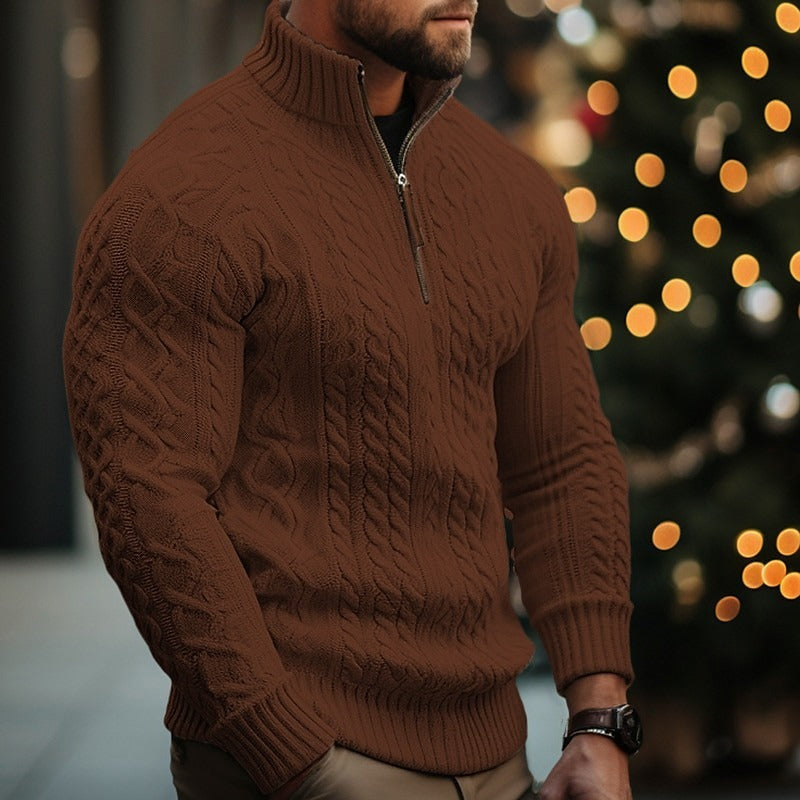 Vintage Knit Warm Jacquard Iceland Half Zip Neck Sweater artswardrobe