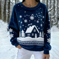 Vintage Christmas Snow Cabin Art Women's Fleece Sweater