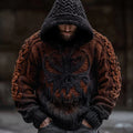 Men's Viking Devil Face Celtic Knot Jacquard Knit Hooded Sweater artswardrobe