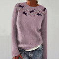 Cute Black Cat Prints Embroidered Cozy Knit Sweater elevenforest