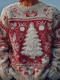 Men's Vintage Christmas Tree Pattern Cozy Knit Sweater artswardrobe