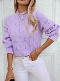 Teodora® | Long-sleeved sweater with cable knit and stand-up collar