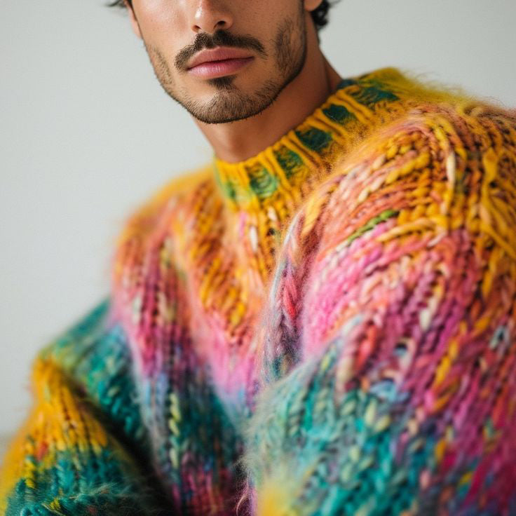 Vintage Rainbow Island Warmth Knitted Jacquard Unisex Sweater artswardrobe