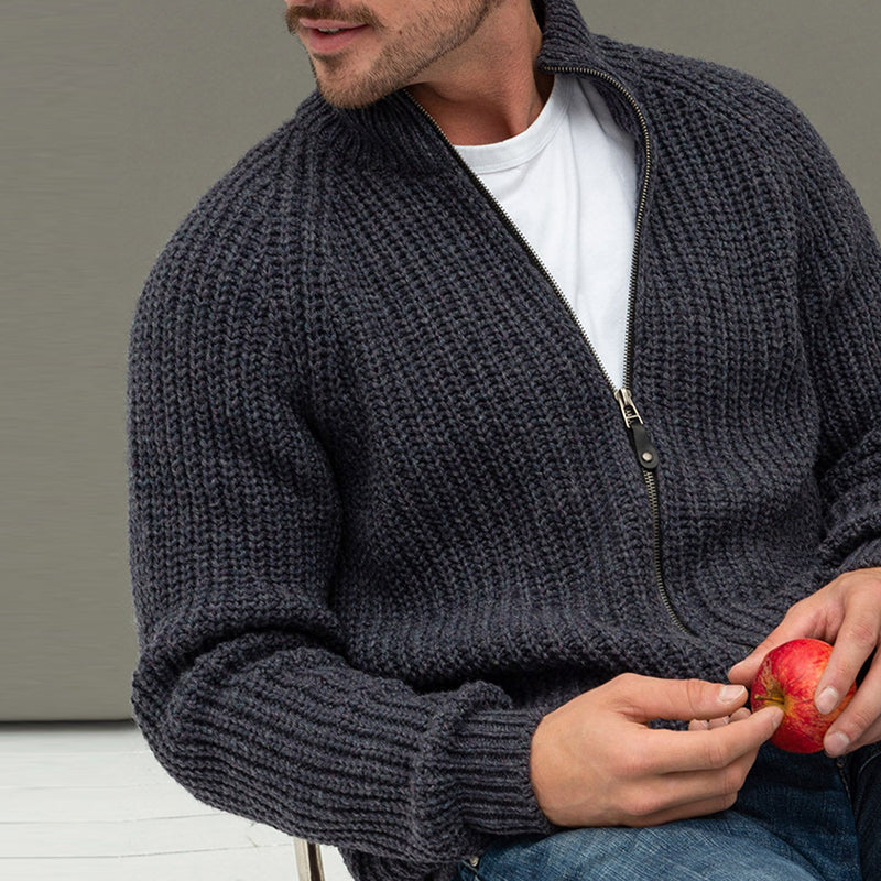 Retro Minimalist Simple Knitted Men's Zipper Sweater elevenforest