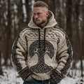 Men's Viking Tree Of Life Art Celtic Knot Jacquard Knitted Hooded Sweater artswardrobe