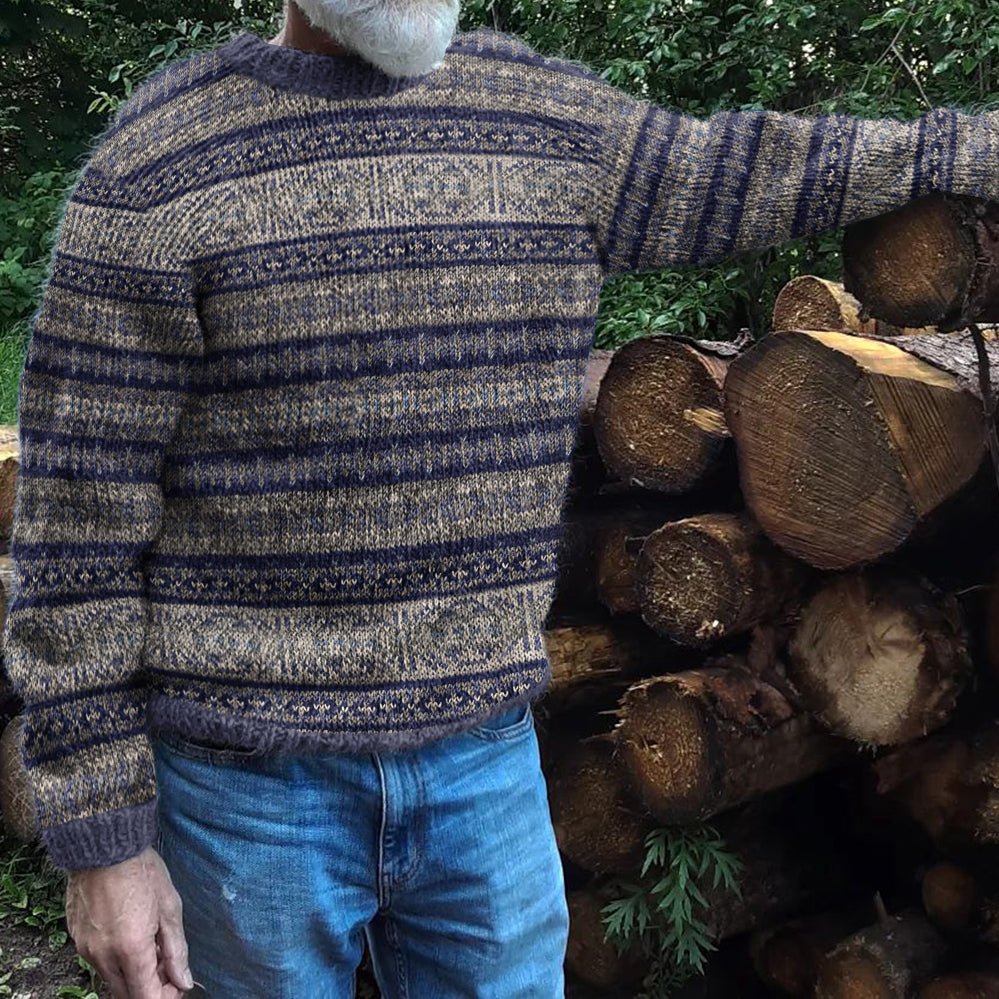 Mens Vintage Fair Isle Knit Pattern Art Cozy Sweater elevenforest