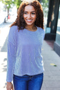 Bettina® | Hello beautiful blue ribbed dolman sweater top