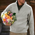 Vintage Scandinavian Warmth Knit Jacquard Icelandic Half Zip Collar Sweater Unisex elevenforest