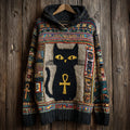 Comstylish Egyptian Ankh & Cat Women's Hooded Sweater
