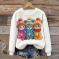 Comstylish Cute Christmas Hat With Cat Pattern Thick Pullover Sweater