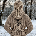 Women's Viking Tree Of Life Jacquard Celtic Knit Sweater artswardrobe