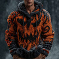 Men's Vintage Halloween Ghost Face Embroidered Hooded Sweater artswardrobe
