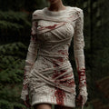 Women's Halloween Bandage Art Cozy Knit Mini Sweater Dress artswardrobe