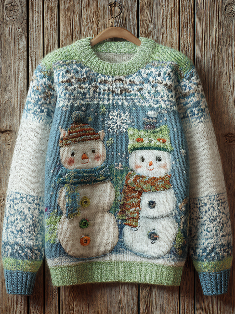 Comstylish Winter Cute Snowman Pattern Women's Knitted Warm Sweater