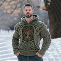 Men's Viking Tribal Life Of Tree Inspired Chunky Knit Hooded Sweater elevenforest