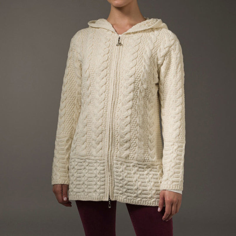 Celtic Knot Hooded Zip Aran Sweater artswardrobe