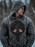 Men's Viking Tree Of Life Celtic Knot Knit Hooded Sweater artswardrobe