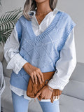 Elena® | Women'S V-Neck Hollow Diamond Casual Knitted Vest Sweater