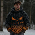 Men's Halloween Spooky Face Gradient Inspired Knitted Cozy Hooded Sweater artswardrobe