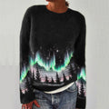 Comstylish Elegant Aurora Mountains Landscape Cozy Knit Sweater