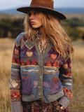Comstylish Women's Retro British Style Button Casual Knitted Sweater Coat