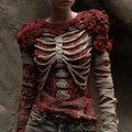 Comstylish Women's Halloween Anatomical Bandage Rose Art Cozy Knit Sweater