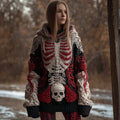 Comstylish Halloween Anatomy Art Vintage Coarse Needle Hooded Sweater